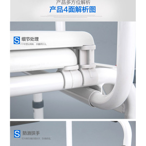 Rehabilitation <b>Commode</b> <b>Chair</b> Height Adjustable White For Elderly Disabled Hospital Use - Product Image 3