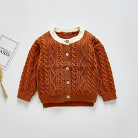 Suéter infantil de malha, cardigan de malha para crianças e meninas, camisola de manga longa