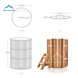 אמבט קרח יוקרתי מעץ ארז אדום ופלדת אל-חלד עם צ'ילר WiFi 1 כוחות סוס - חבית טבילה קרה מפוארת לספא ביתי - Product Image 2