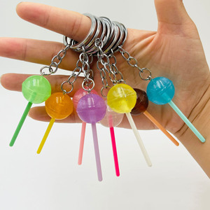 Mini 3D Colorful Resin Candy Lollipop Charm Keychain Lovely Simulation Food Key <b>Rings</b> for Men Women Handbag Pendants Gift - Product Image 1