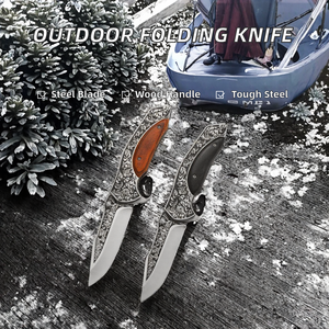 Cuchillo Plegable de Acero Inoxidable de Grado Industrial, Altamente Popular para Exteriores, Herramienta Multiusos para Supervivencia en Campamentos, Alta Dureza, OEM - Product Image 2