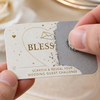 Cartes à gratter de mariage en gros avec logo personnalisé pour jeux de réception, taille personnalisée, vente directe d'usine et formes variées, cadeaux