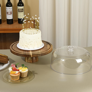Supporto per torte multifunzionale <span class=keywords><strong>in</strong></span> legno di acacia <span class=keywords><strong>con</strong></span> cupola <span class=keywords><strong>in</strong></span> <span class=keywords><strong>vetro</strong></span>, supporto convertibile per torte <span class=keywords><strong>in</strong></span> legno di acacia <span class=keywords><strong>con</strong></span> <span class=keywords><strong>coperchio</strong></span>. - Product Image 4