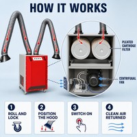 Collecteur de fumée de soudage industriel à bras flexible nervuré en acier au carbone pour atelier de soudage multi-positions entre postes de travail