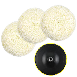 5 pièces/ensemble Tampons de polissage en laine de 3/4/5 pouces pour le lustrage de la peinture automobile, soin de la peinture automobile, polisseuse, abrasif très fin, gadget automobile OEM - Product Image 1