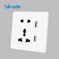 Sirod T10 Series estándar británico ultradelgado Color blanco 1 Gang 5 pines multifunción enchufe conmutado de pared eléctrico para el hogar