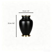Urne funéraire en métal noir mat poli, base en métal noble, urne solide pour contenir les cendres humaines, urne de crémation.