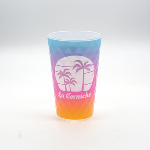 Gobelet en plastique réutilisable La Corniche 300 ml, design glamour, motif palmier tropical - Product Image 2