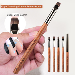 Pinceau à ongles en nylon végétalien avec manche en bois pour gel UV, ergonomique, tête ronde, plate, ovale, pour manucure française, pinceau de salon - Product Image 1