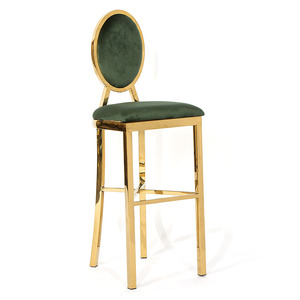 Silla moderna para banquete, taburete de bar alto de terciopelo dorado negro, respaldo para exterior, boda, fiesta, Hotel, sillas de cóctel de acero inoxidable - Product Image 4