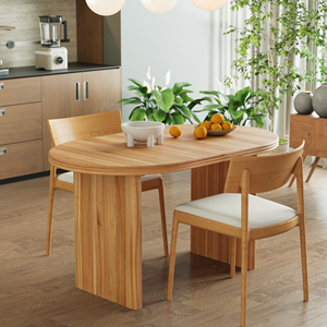 Table à manger moderne extensible en bois de 55,12 à 70,87 pouces avec rallonges amovibles, style mid-century, assemblée pour la maison - Product Image 4