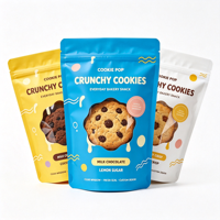 Emballage de boulangerie personnalisé avec logo OEM, sachet Doypack mat refermable avec fenêtre transparente pour biscuits croustillants