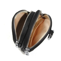 Dompet Koin Kulit Asli Tas Mini Lapis Kulit Sapi Ritsleting Ganda Kapasitas Besar Penyimpanan Kunci Koin Dompet Kecil Wanita Warna Solid