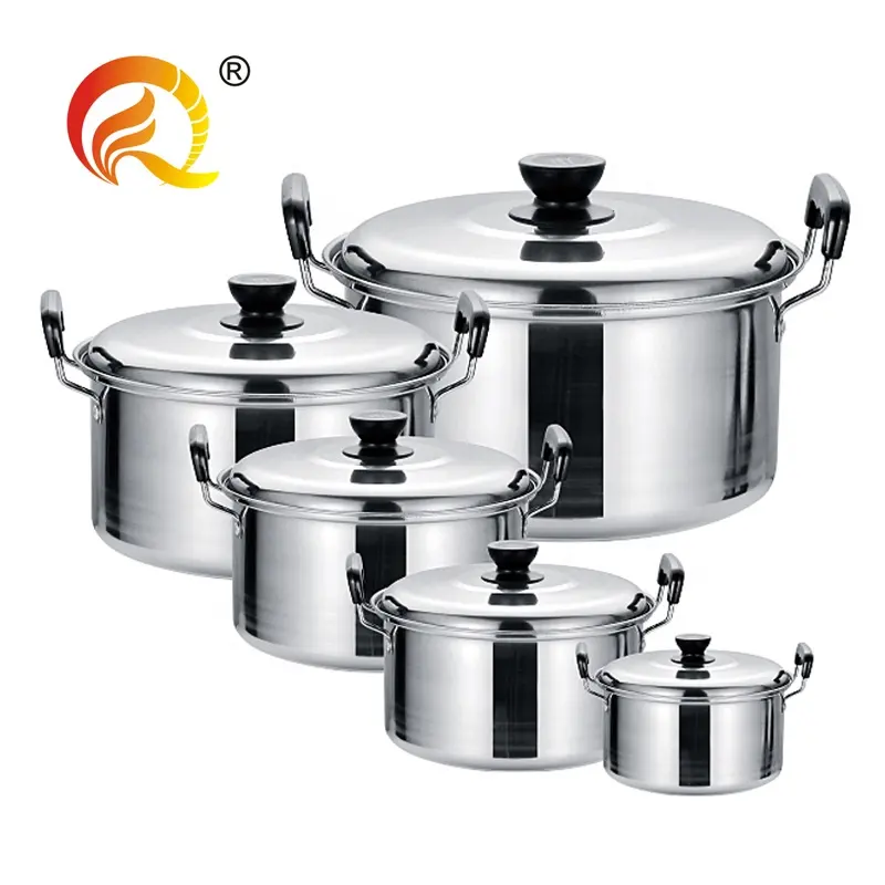 Grosir 10 buah peralatan masak Stainless Steel panci Set peralatan dapur Asia Tenggara panci masak sup panci casserole