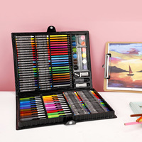 Ensemble d'art pour enfants de 168 pièces avec pinceaux, crayons, crayons de couleur et stylos aquarelle - Plastique PVC Fabriqué en Chine