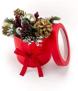 Scatola rotante a doppio strato di forma rotonda scatola romantica per bomboniere con fiori di rose conservati con coperchio trasparente - Product Image 3