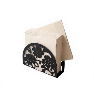 Table Decor Laser Cutting Floral Design <b>Tissue</b> Stand For Restaurants Easy Portable Metal Napkins Holder Stand Black Finish - Product Image 1