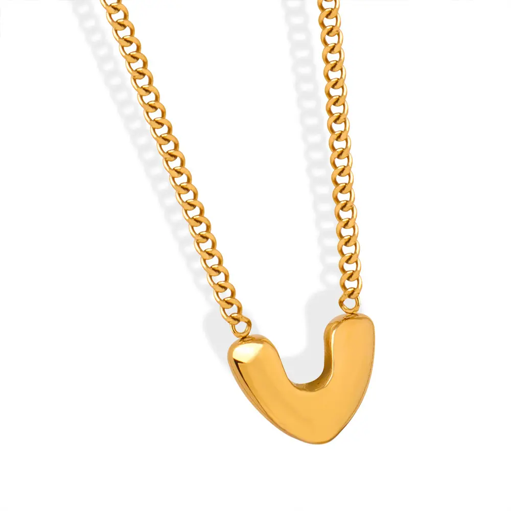 Luxury Waterproof V Shape Geometry Pendant Necklace Stainless Steel 18k Gold Plated Non Tarnish Clavicle Chain Necklaces