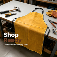 Tablier en cuir véritable de qualité supérieure, doux, imperméable, résistant à l'huile, réglable, pour la cuisine et le travail du bois