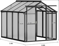 Serre de jardin 6x8 pieds en gros, kit de serre autoportante avec structure en aluminium pour jardin extérieur, patio, cour arrière