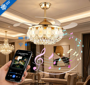 Elegante Ventilatore da Soffitto in Cristallo Stile Francese Romantico <span class=keywords><strong>per</strong></span> Camera da Letto e Sala da Pranzo, Lampadario Moderno Silenzioso Regolabile a 3 Colori - Product Image 1