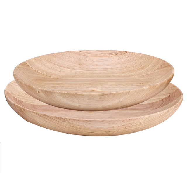 Round Acacia Wood Serving Plates, Natural Tableware Tray Dining Acacia Wood Fruit Plate Bread Dish Bulk Serving Trays