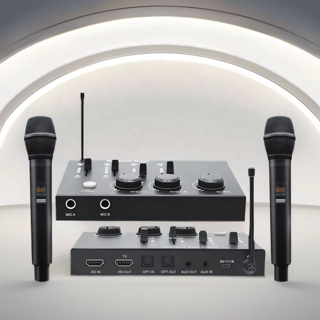Professional UHF Wireless Microphone Karaoke System with Echo Reverb Backing Singing HD Audio Superimpose Metal Karaoke Mixer