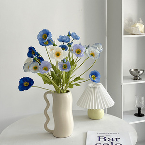 Flocked Poppy <b>Artificial</b> <b>Flower</b> Silk <b>Flower</b> High Simulation Wedding Home Decoration Photography Props - Product Image 2