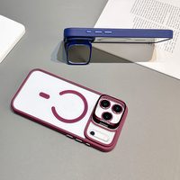 Coque transparente de luxe pour iPhone 17 Pro Max, MOQ 500, avec support magnétique et support de caméra intégré