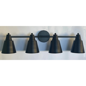 Lámpara <span class=keywords><strong>de</strong></span> Pared <span class=keywords><strong>para</strong></span> <span class=keywords><strong>Baño</strong></span> <span class=keywords><strong>de</strong></span> Estilo Industrial Moderno con Pantalla Cónica <span class=keywords><strong>de</strong></span> 4 Luces en Negro Mate - Iluminación <span class=keywords><strong>para</strong></span> Colocar Sobre el Espejo - Product Image 1