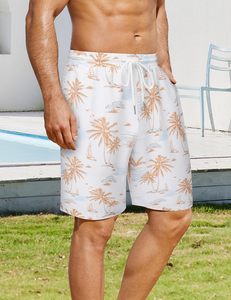 Shorts de plage hawaïens tropicaux pour hommes 100% polyester, taille élastique avec cordon de serrage, légers, décontractés, avec poches, UPF50+, séchage rapide - Product Image 2
