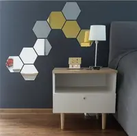 Индивидуальные Акриловые трехмерные геометрические шестигранные зеркальные 3D наклейки на стену «сделай сам» наклейки для украшения дома