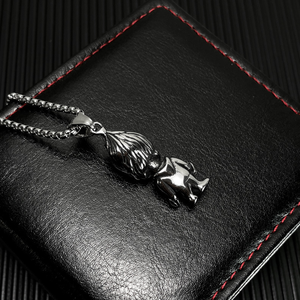 Pendentif <span class=keywords><strong>Pentagramme</strong></span> en Acier Titane Personnalisé, Collier Punk Rétro Tendance pour Hommes en Acier Inoxydable, Petit <span class=keywords><strong>Diable</strong></span> - Product Image 2