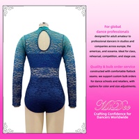 Maillot de Ballet para Mujer MiDee con Capa Integrada, Color Degradado, Cuello Alto, Manga Larga y Espalda Descubierta para Bailarinas Profesionales