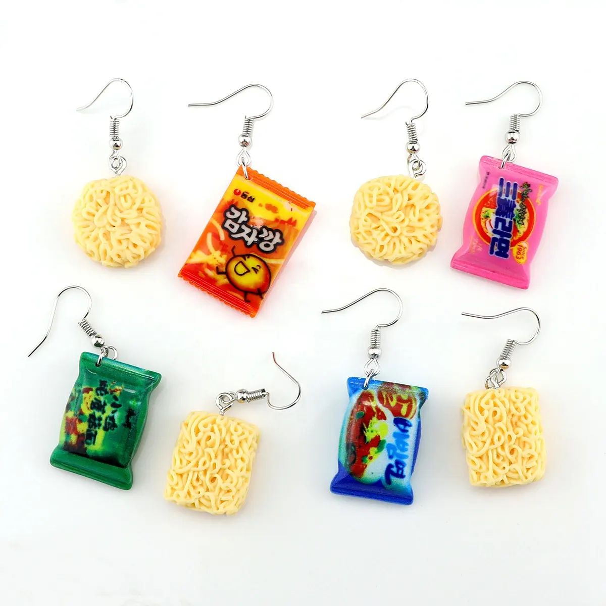 Boucles d'oreilles créatives pour adolescents, accessoires de personnalité, frites françaises, nouilles instantanées, Simulation de nourriture, jeu de collation