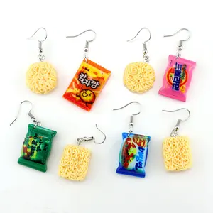 Personality Ear Accessories Creative French Fries Instant Noodles Earrings Simulation Food Play Snack Dangle Earrings for Teens