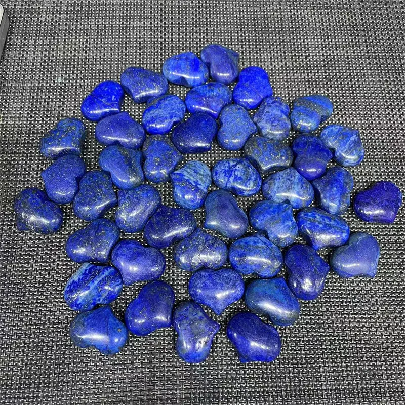 Pedras de amor com cristais naturais de 25 mm, pedras preciosas carvão azuis, lápis-lazúli, coração de cristal para pingentes, presente para presente