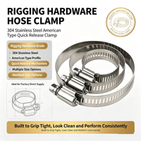 304 Stainless Steel American Type Bolt Hose Clamp Polished Silver Finish for General Industry Mining Pipe Fastening