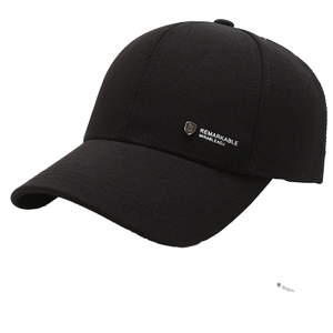 Casquette de baseball structurée noire pour homme, de luxe, sportive, décontractée, pour l'extérieur et les voyages, avec protection solaire et logo en plaque métallique, modèle courant - Product Image 1