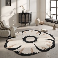 Tapis sur mesure modernes à motifs floraux irréguliers en fausse fourrure de cachemire ultra doux, lavables, avec support antidérapant en TPR pour salon