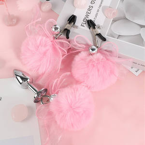 Ensemble de pinces à tétons SM et plug anal pour femmes, jouet sexuel pour adultes avec boule poilue et cloche, accessoires romantiques - Product Image 2