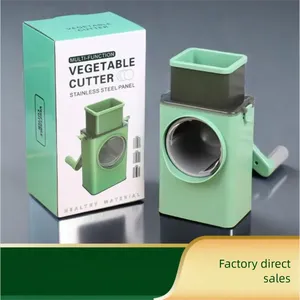 Coupe-légumes manuel 3 en 1, trancheuse à manivelle avec 3 lames, grande goulotte d'alimentation de 9 cm, verrou de sécurité pour trancher, râper et effilocher - Product Image 1