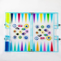 Regenbogen Übles Auge Klarlicht Backgammon-Set brett faltbar mehrfarbig Acryl brettspiel tragetasche
