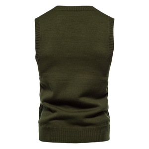 Bán Buôn Kinh Doanh Giá Rẻ Đồng Bằng Đẹp V Cổ Vest Không Tay Áo Len Cho Nam Giới Màu Rắn Dệt Kim Áo Sơ Mi Slim Men Áo Len - Product Image 2