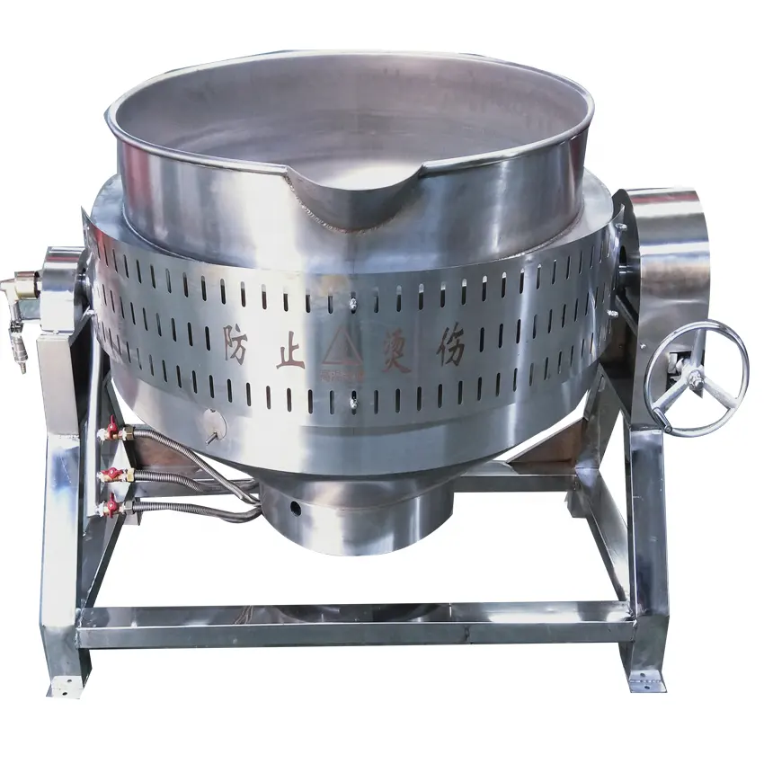100 litres vapeur/gaz/électrique industriel chemisé caramel pâte de tomate bouilloire de cuisson mélangeur de cuisson veste bouilloire avec agitateur