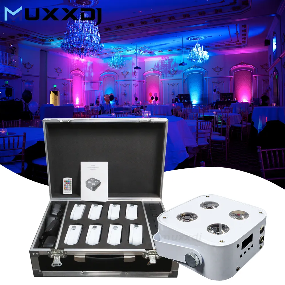 Controle remoto e aplicativo DJ Uplighter alimentado por bateria IR4 Uplight 4x12wRGBWA UV sem fio DMX LED Uplights Iluminação para festas de casamento