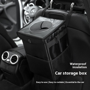 Poubelle de siège de voiture portable universelle pliable étanche en cuir PU <span class=keywords><strong>Oxford</strong></span> noir facile à installer - Product Image 3