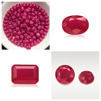 Rubis simulé de culture, cabochon opaque, pierre de coupe émeraude, pierre précieuse en vrac polie, changement de couleur, vente en gros