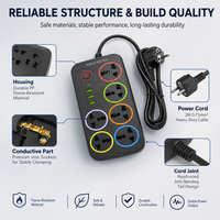 Stop Kontak 6 Lubang Universal dengan Kabel Ekstensi 2M, Colokan Serbaguna, 3 USB C untuk Pengisian Daya, Stop Kontak Dapur