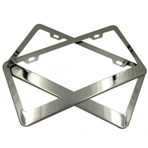 Marco de Matrícula de Acero Inoxidable para Automóvil, Paquete de 2 Soportes de Metal Cromado para Placa de Matrícula, Accesorio Decorativo de Moda - Product Image 1